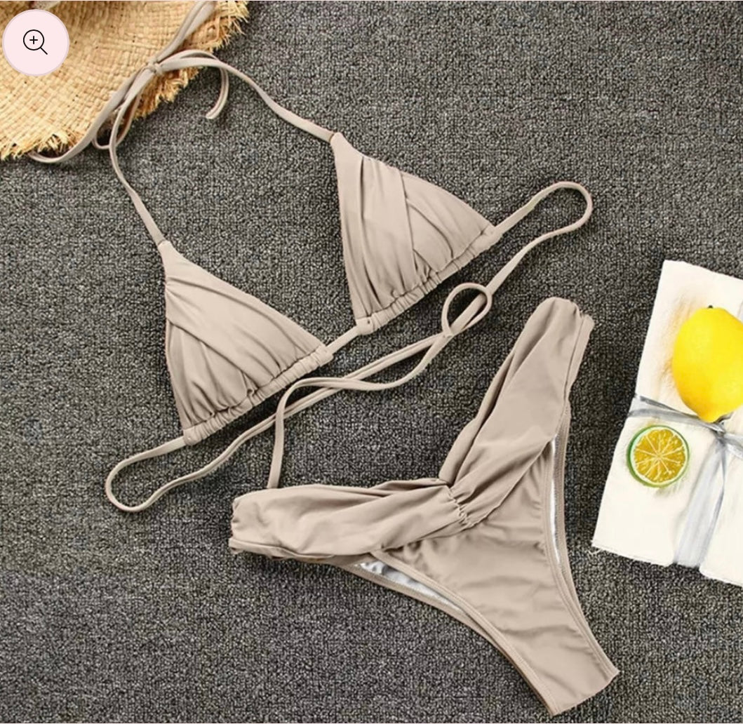 Beige two piece bikini set