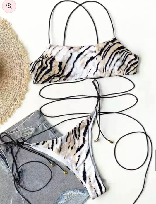 Tigger print bikini - black wrap